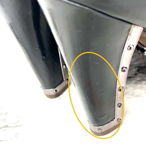 BCBGMaxAzria Platform Studded Patent Gray/Green Pumps 6 Edgy Grunge Punk Classic - Picture 10 of 16